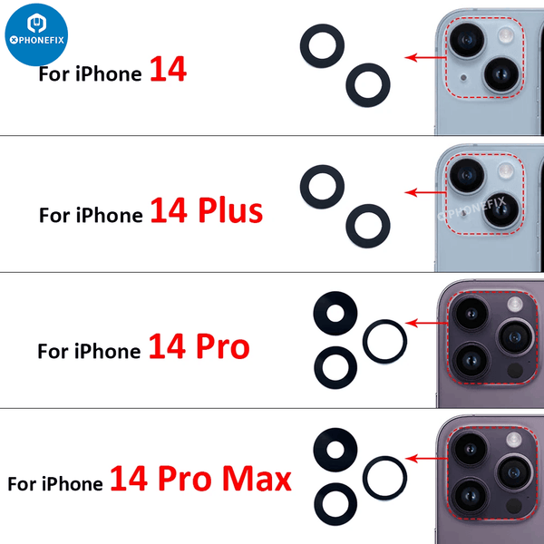 Replacement For iPhone 14-14 PRO MAX Rear Camera Glass Lens - CHINA PHONEFIX