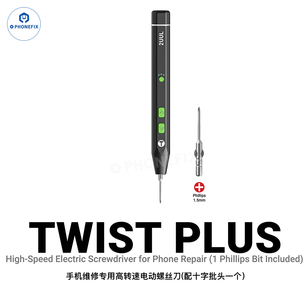 PHONEFIX 2UUL TWIST PLUS high-speed electric screwdriver for mobile repair, featuring a compact design and ergonomic grip.
