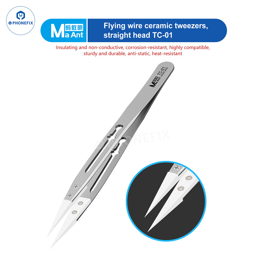MaAnt TC-01 TC-02 Jumper Wire Ceramic Tweezers for Phone Repair
