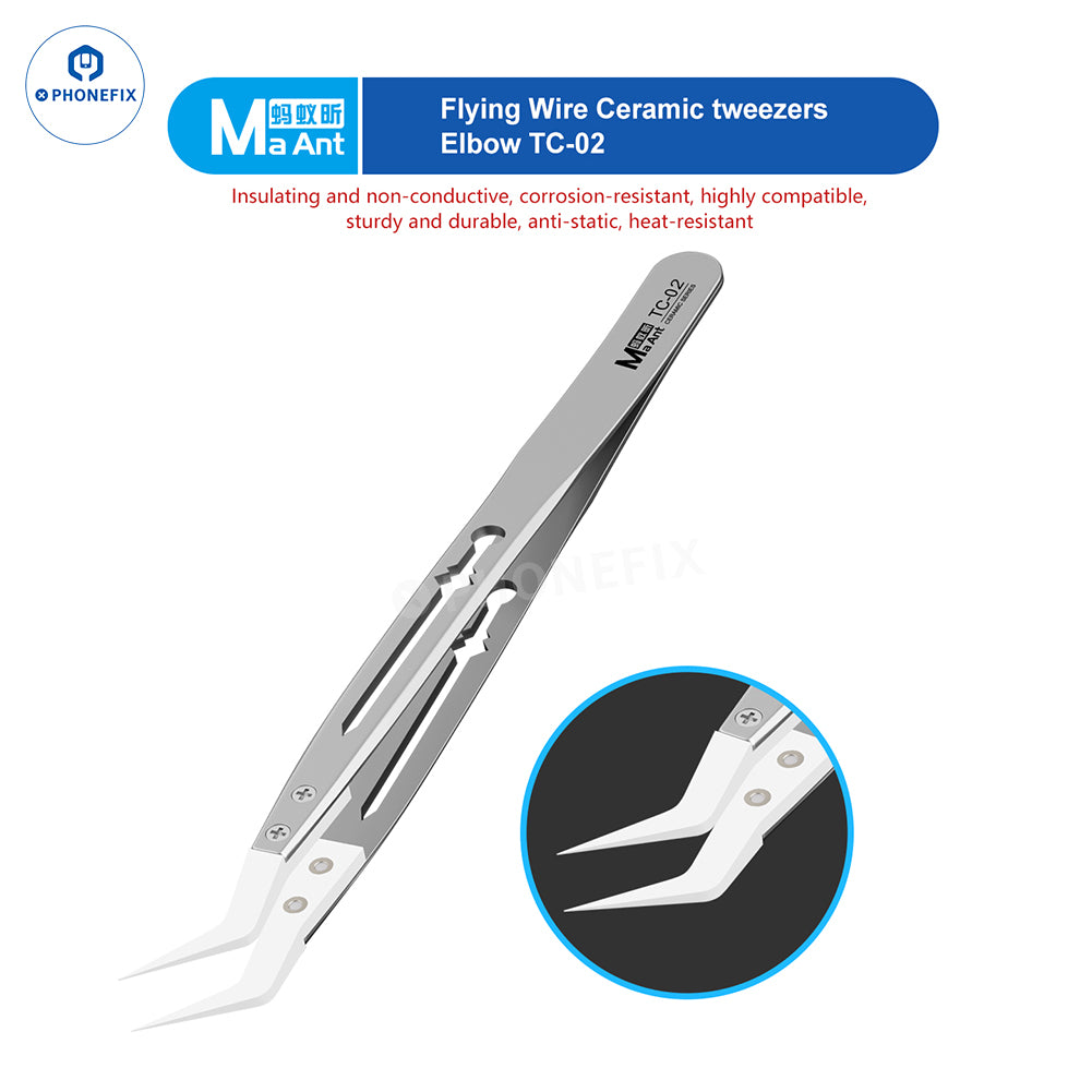 MaAnt TC-01 TC-02 Jumper Wire Ceramic Tweezers for Phone Repair