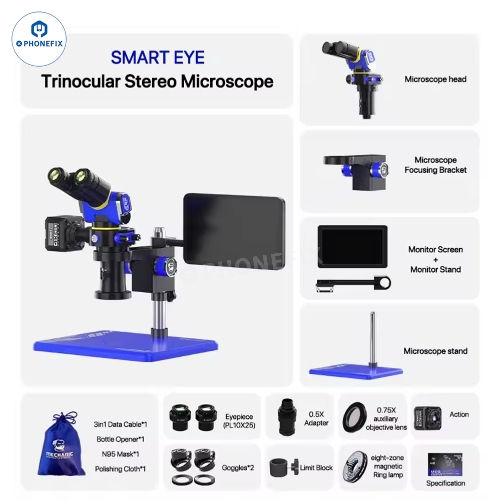 MECHANIC SMART EYE Microscope 7-45X Zoom for Phone Repair
