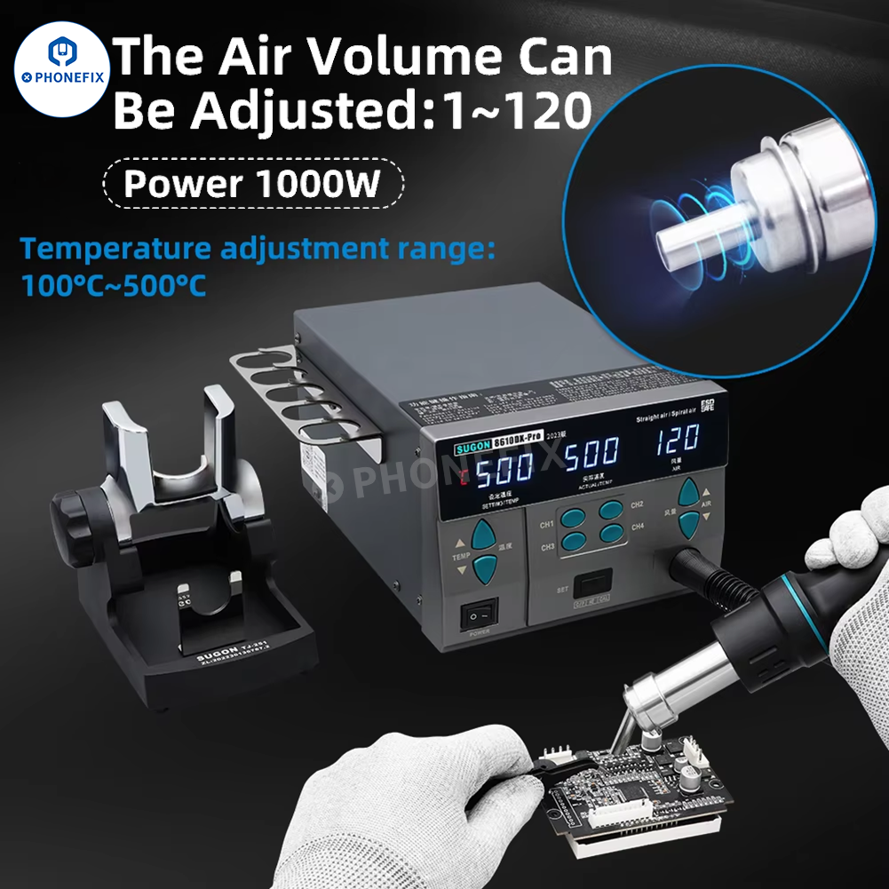 SUGON 8610DX 1000W Hot Air Rework Station With LED Display & Nozzle