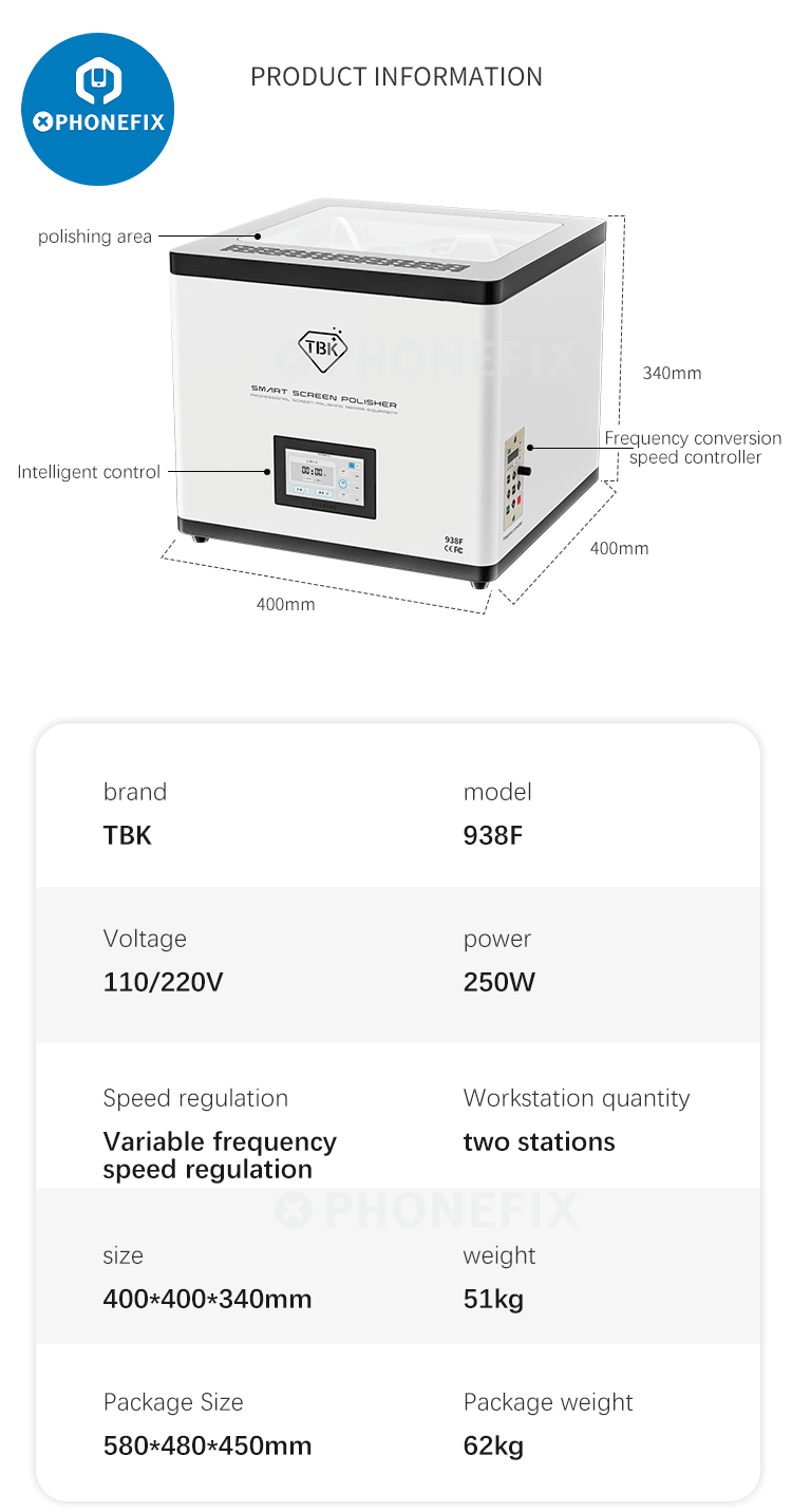 TBK 938F Auto Screen Grinding Polishing Machine Scratch Removal - CHINA PHONEFIX