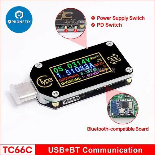 TC64 Type-C Port USB Voltage Current Multimeter Color LCD
