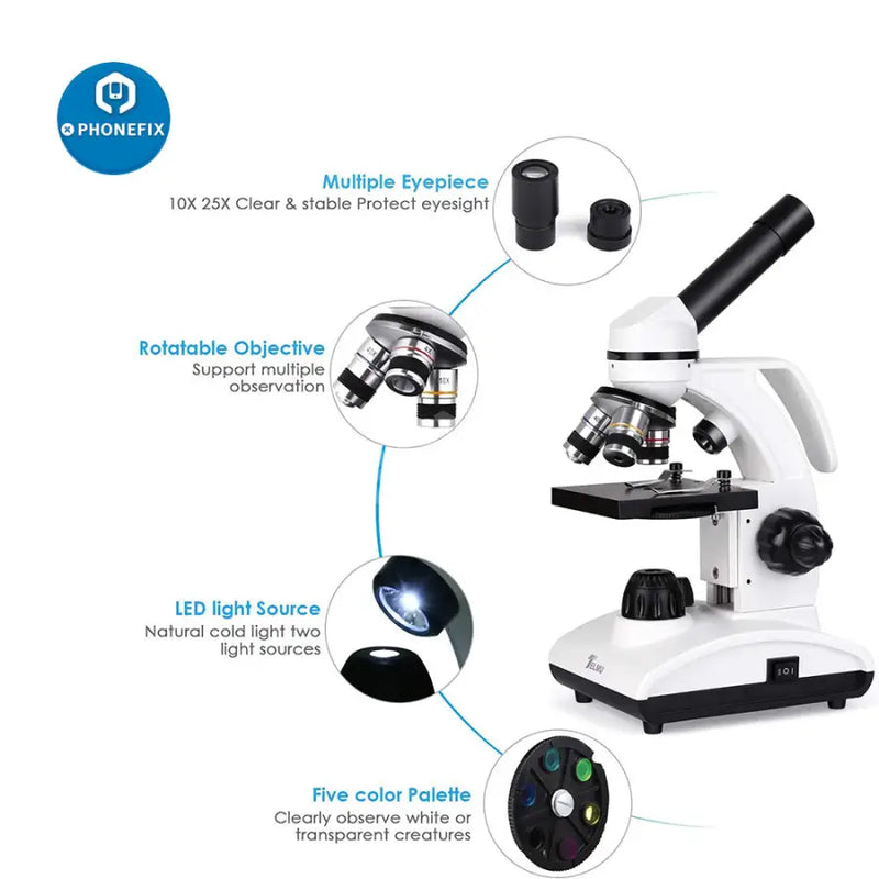 TELMU 40X-1000X Student Lab Microscopes Dual With LED
