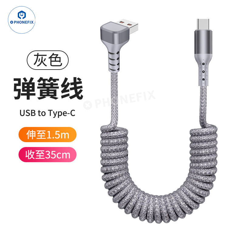 CarPlay Coiled Charging Data Cable for iPhone Android Phones