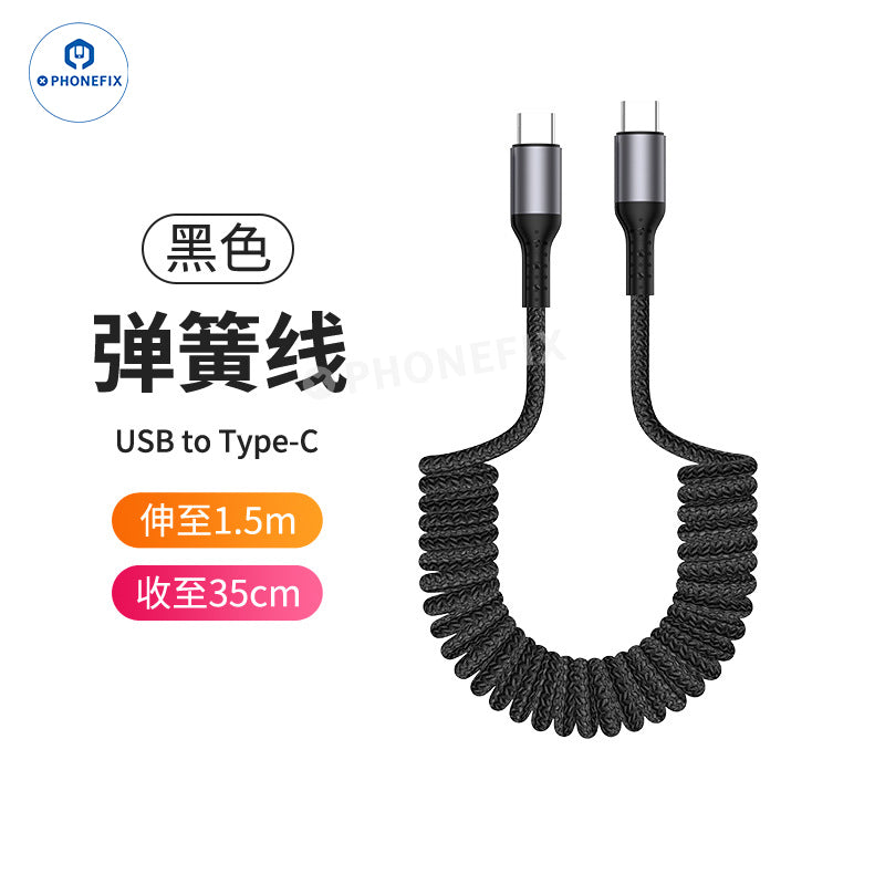 CarPlay Coiled Charging Data Cable for iPhone Android Phones