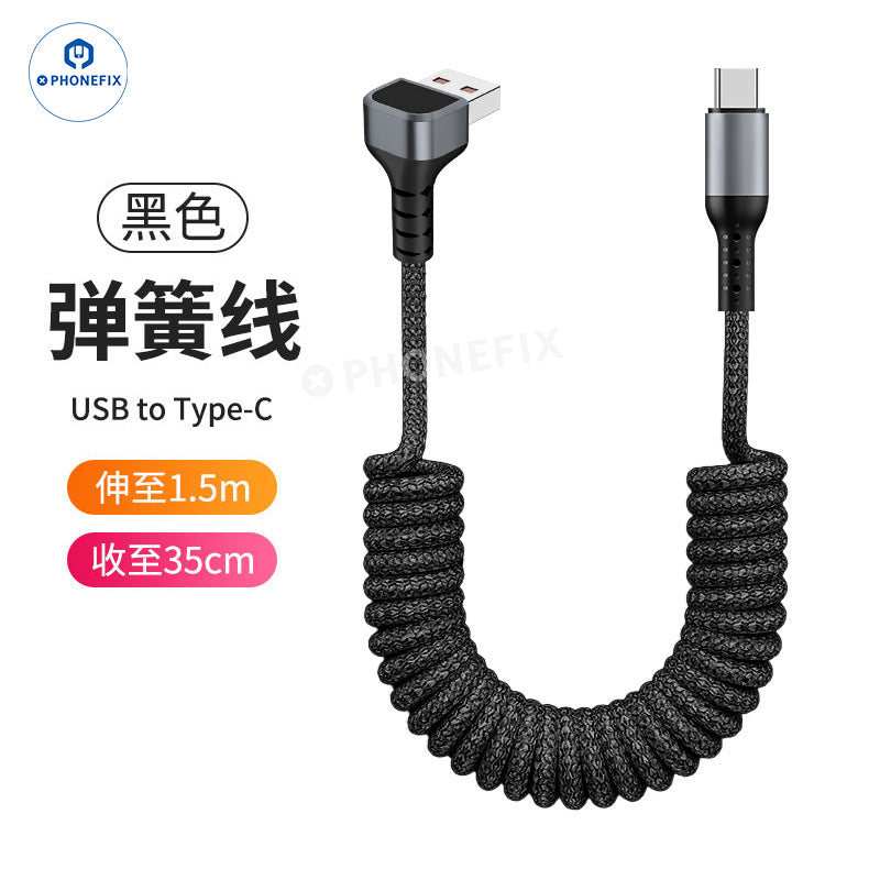 CarPlay Coiled Charging Data Cable for iPhone Android Phones