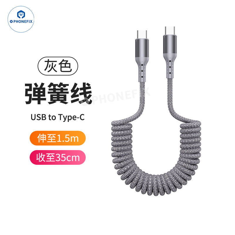 CarPlay Coiled Charging Data Cable for iPhone Android Phones