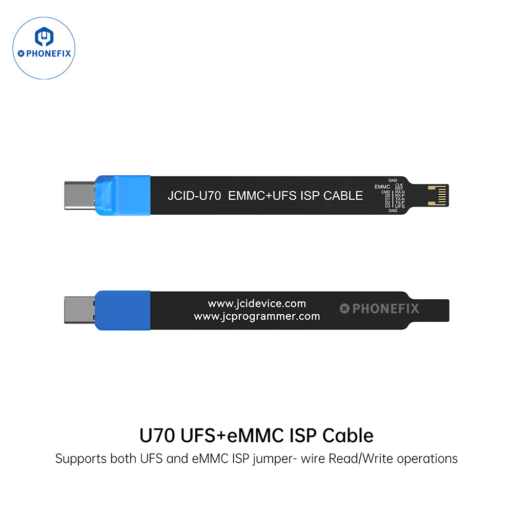 JCID U70 Gen2 Android NAND programmer with cable for UFS, eMMC, and ISP IC repair by PHONEFIX.