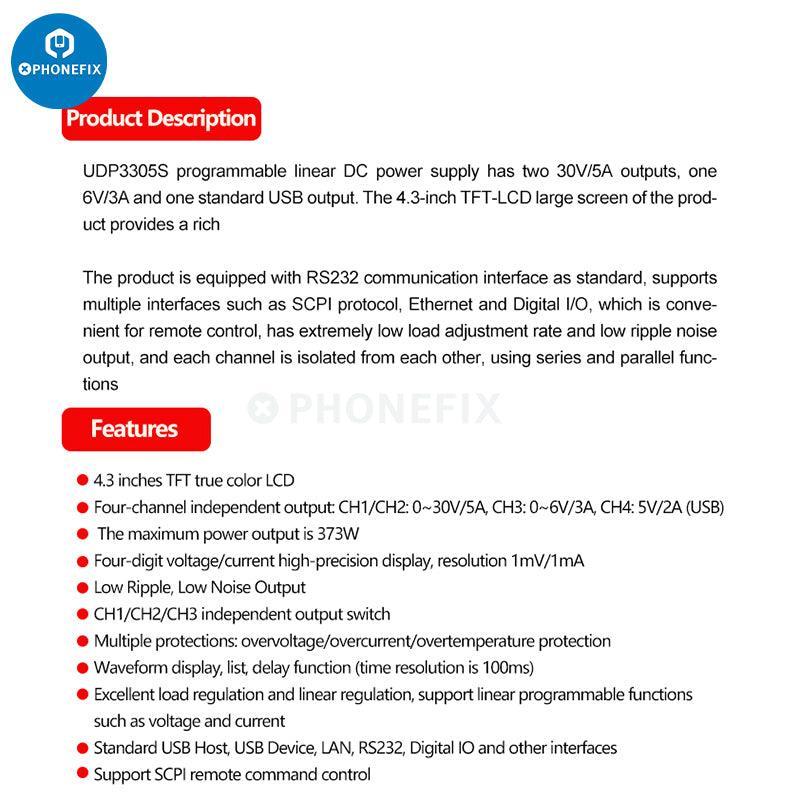 UNI-T UDP3000S Series DC Power Supply 30V 5A Voltage Regulator - CHINA PHONEFIX