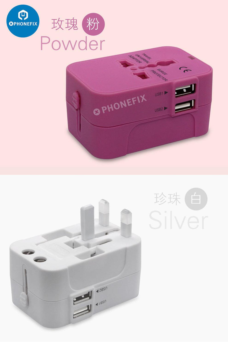 Universal Dual USB Travel Adapter Phone Conversion Plug Charger - CHINA PHONEFIX
