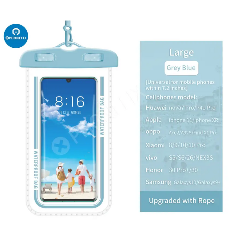 Universal Transparent Waterproof Bag For Mobile Phone - Grey
