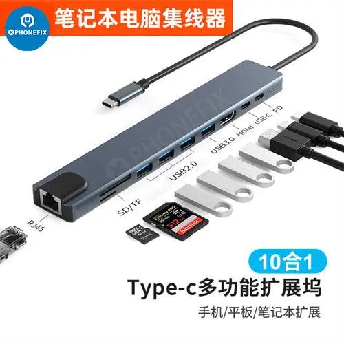 USB C Hub 12-in-1 Type-C Docking Station PD Fast Charge - 10