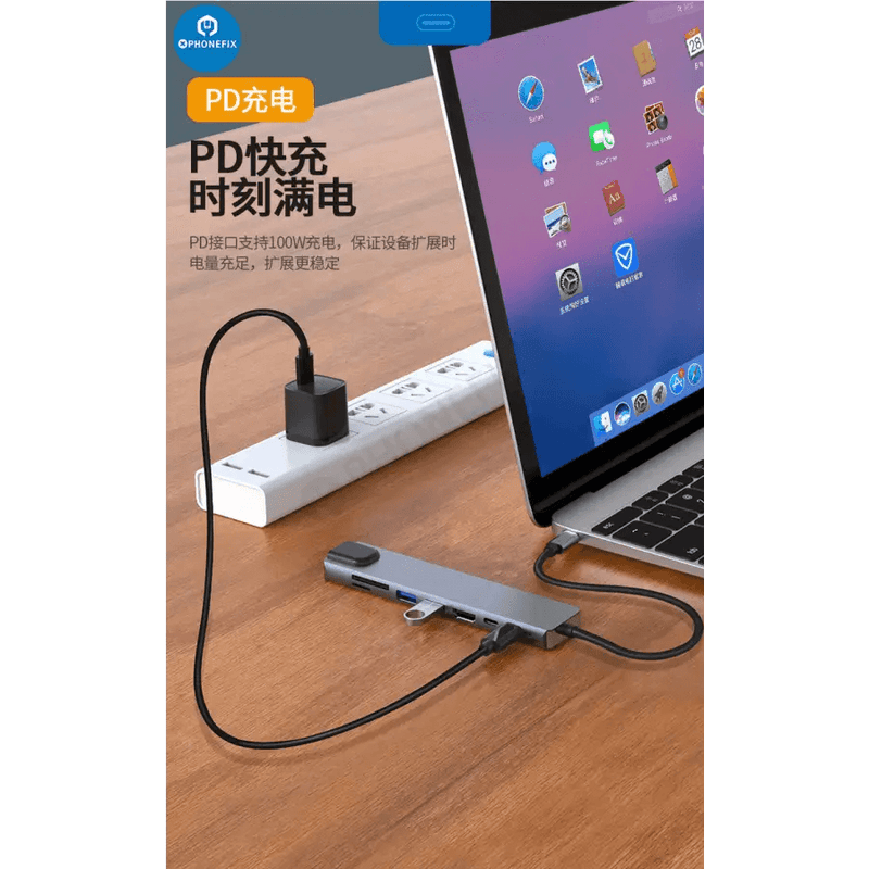 USB C Hub 12-in-1 Type-C Docking Station PD Fast Charge -