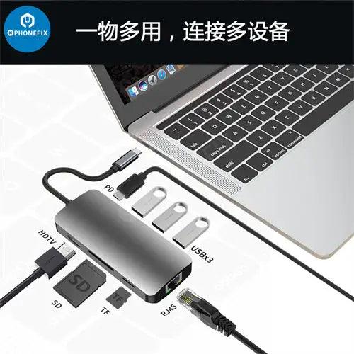 USB C Hub 12-in-1 Type-C Docking Station PD Fast Charge - 8