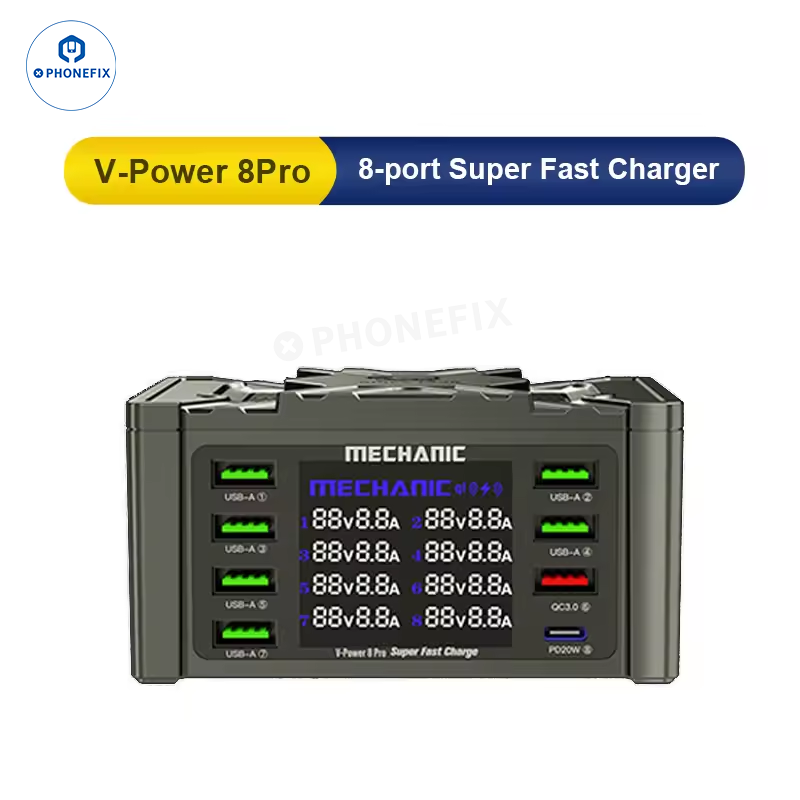 MECHANIC Wireless QC3.0 Charging Dock 8 Port LCD Display Fast Charger