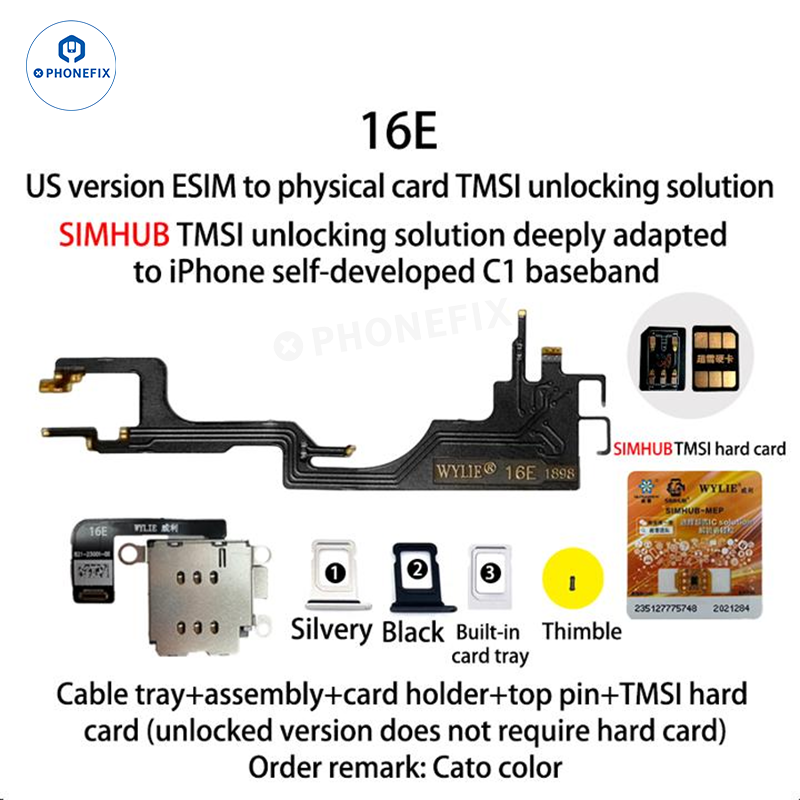 WYLIE iPhone 14-17 eSIM to 2 SIM MEP Kit by PHONEFIX, supports DB UltraSnow IC, for iPhone accessories, shown in the image