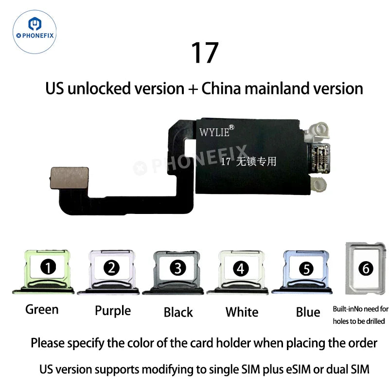 Zestaw WYLIE iPhone 14-17 eSIM do 2 kart SIM MEP obsługuje układ DB UltraSnow IC