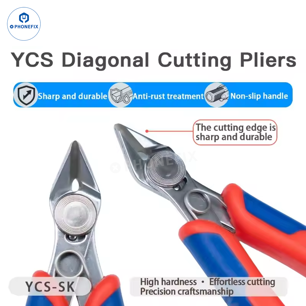 YCS high hardness diagonal jaw pliers by PHONEFIX for motherboard shielding and circuit board cutting, universal hand tool.