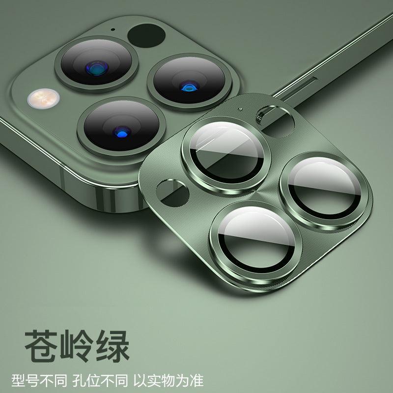 Silver iPhone 13-14 Pro Max rear back camera lens protector made of tempered glass, designed for back glass replacement.