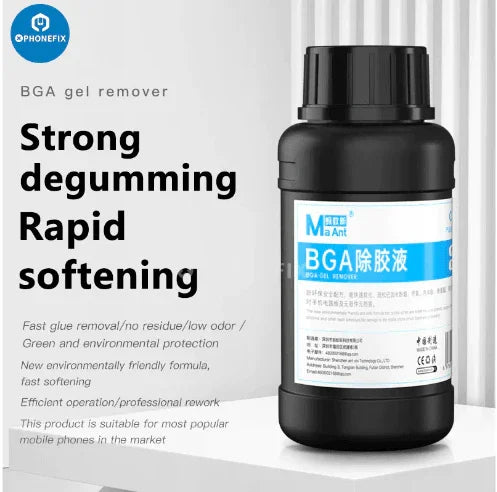 PhoneFix CPU NAND glue remover and epoxy cleaner for BGA IC chips, repair assist tool for electronic device repair.