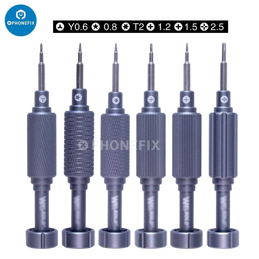 PHONEFIX 6-in-1 precision screwdriver set with small screwdrivers for smartphone opening and repair.